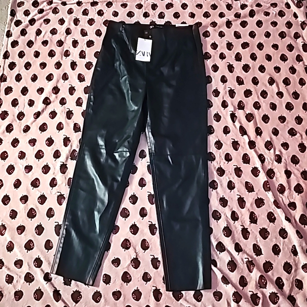 zara fauz leather leggings